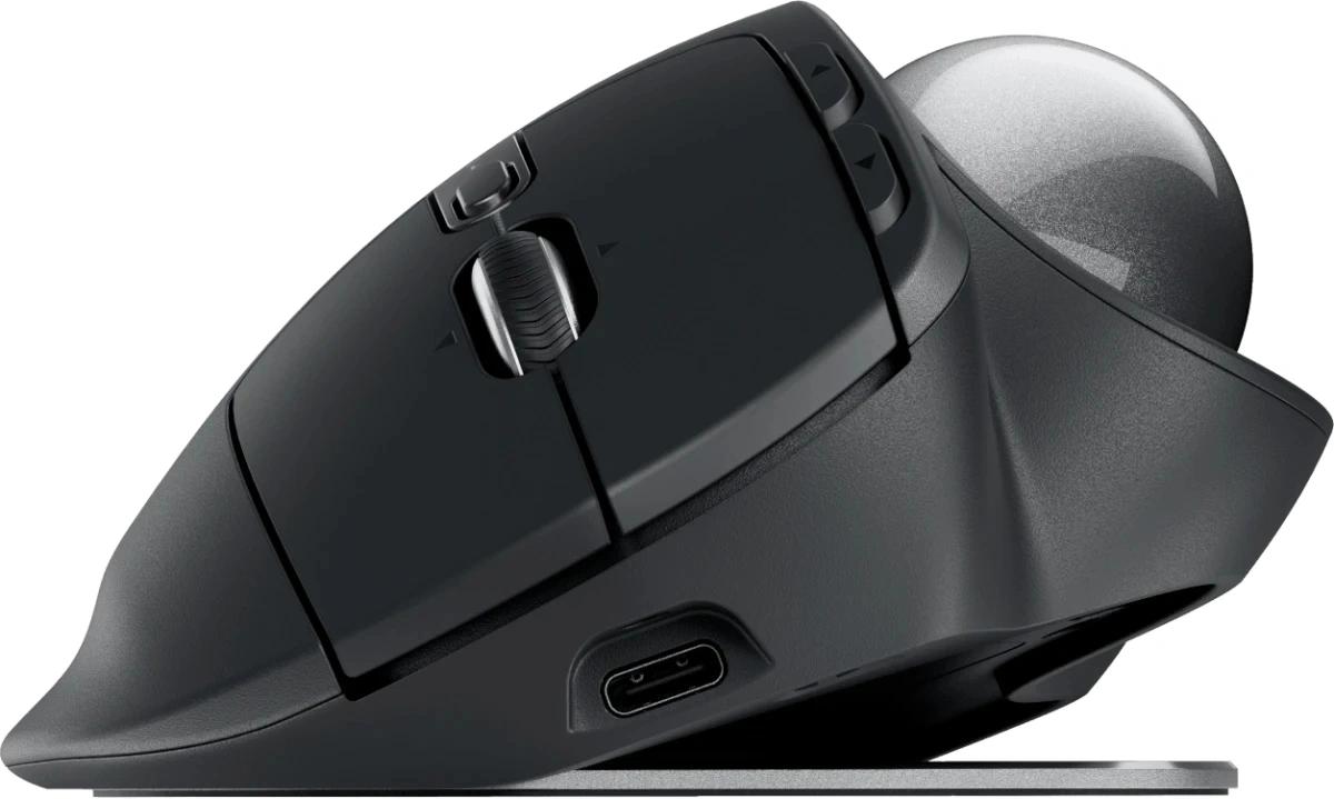 Трекбол Logitech Trackball MX Ergo S графитовый оптическая 2048dpi silent беспров. BT/Radio USB 8but (910-007261)