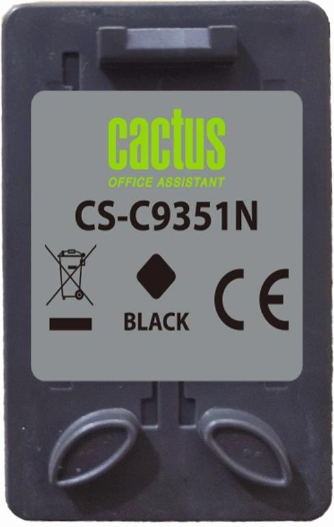 Картридж струйный Cactus CS-C9351CN черный (475стр.) (20мл) для HP D1468/D1520/D1420/D1560/D1530/D1341/D1320/D1312/D1455/D2330/D2430/D1430/D2460/D2445/D1360/D1460/D1415/D1568/D2345/D1445/D2320/D1330;OfficeJet J3635/J3625/J3608/ J3640/4315xi, FAX 1250, Des