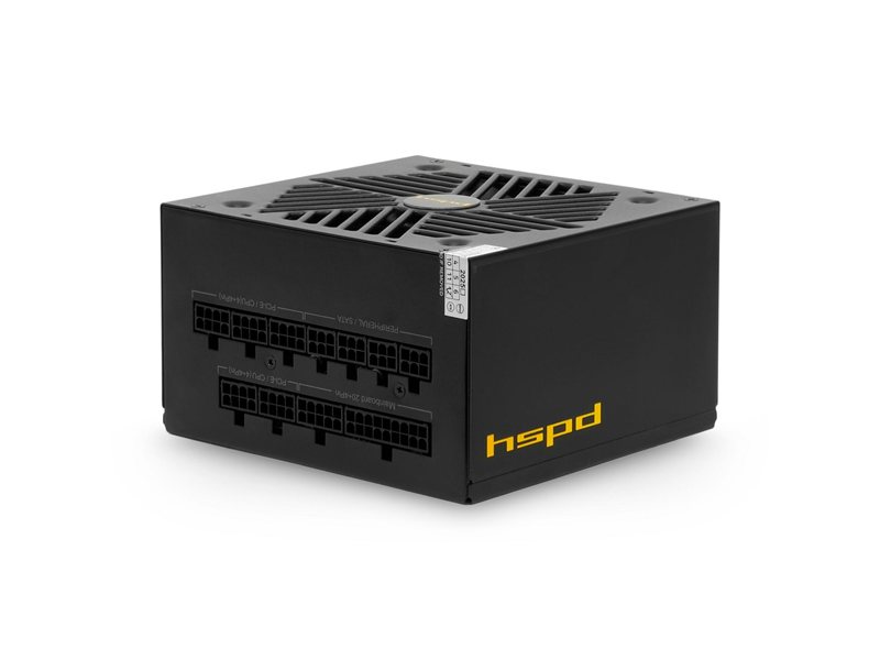 Блок питания/ Power Supply HSPD, 1000W 80+ Gold (ATX, 2.52, Full modular, 1x24(20+4)pin mesh 550mm, 1xCPU*2 8(4+4)pin 650+150mm, 2xPCIe*2 8(6+2)pin 500+150mm, 2xSATA*3 450+150+150mm, 1xMOLEX4pin*3 450+150+150mm , Active, 120x120mm, 150x140x86mm, APFC, OVP