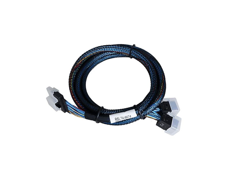 Кабель Amphenol RSL74-7657 Slimline SASx8 (SFF8654) -to- 2 SAS HD x4 (SFF8643 SAS Connections), 80CM, (аналог Broadcom 05-60003-00)