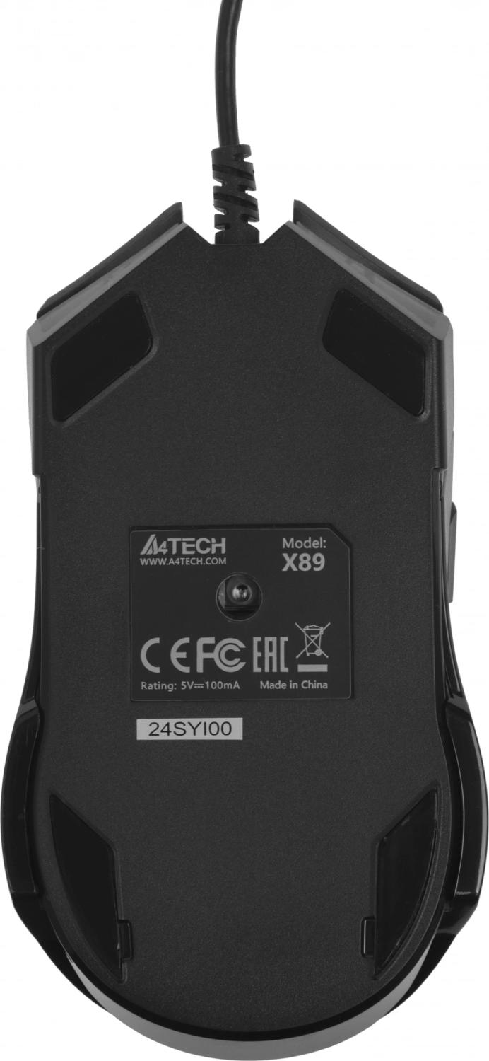 Мышь A4Tech X89 Maze черный оптическая 2400dpi USB 8but (X89 (MAZE))