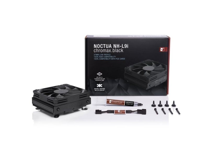 Кулер для процессора/ CPU Cooler Noctua NH-L9i chromax.black (59W, 4-pin PWM, 37mm, Al/Cu, 2x6mm, 1x92x92x14mm, 33.84CFM, 23.6dBA, 2500RPM, S: 1200/115x, Black)
