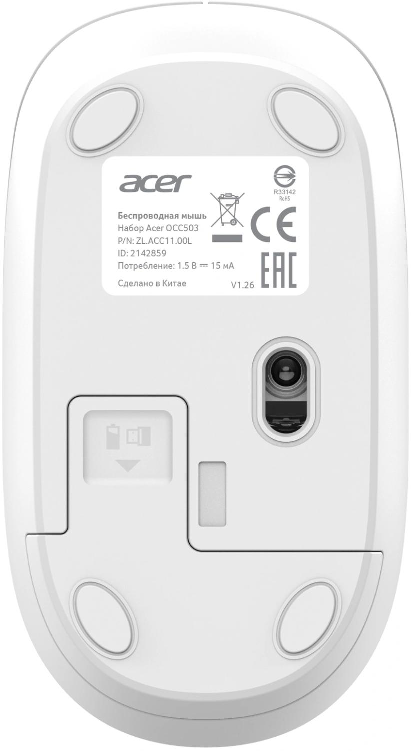 Клавиатура + мышь Acer OCC503 клав:белый мышь:белый USB беспроводная slim Multimedia (ZL.ACC11.00L)