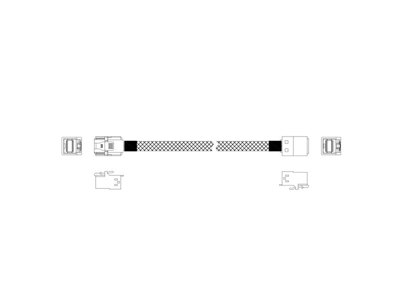 Кабель Miradeed  MD-6715029, HDmSAS SFF8643 -to- HDmSAS SFF8643 + SideBand , SAS 3.0 (12G), 85 Ohm, 60cm
