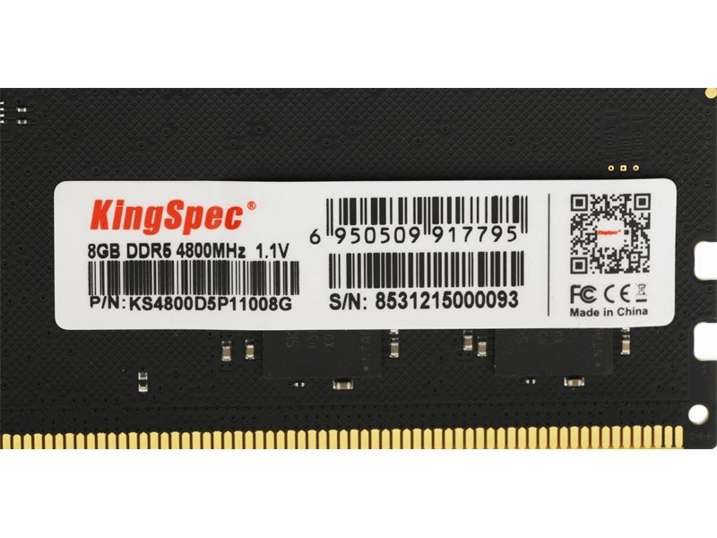 Память DDR5 8GB 4800MHz Kingspec KS4800D5P11008G RTL PC5-38400 CL40 DIMM UDIMM 288-pin 1.1В single rank Ret