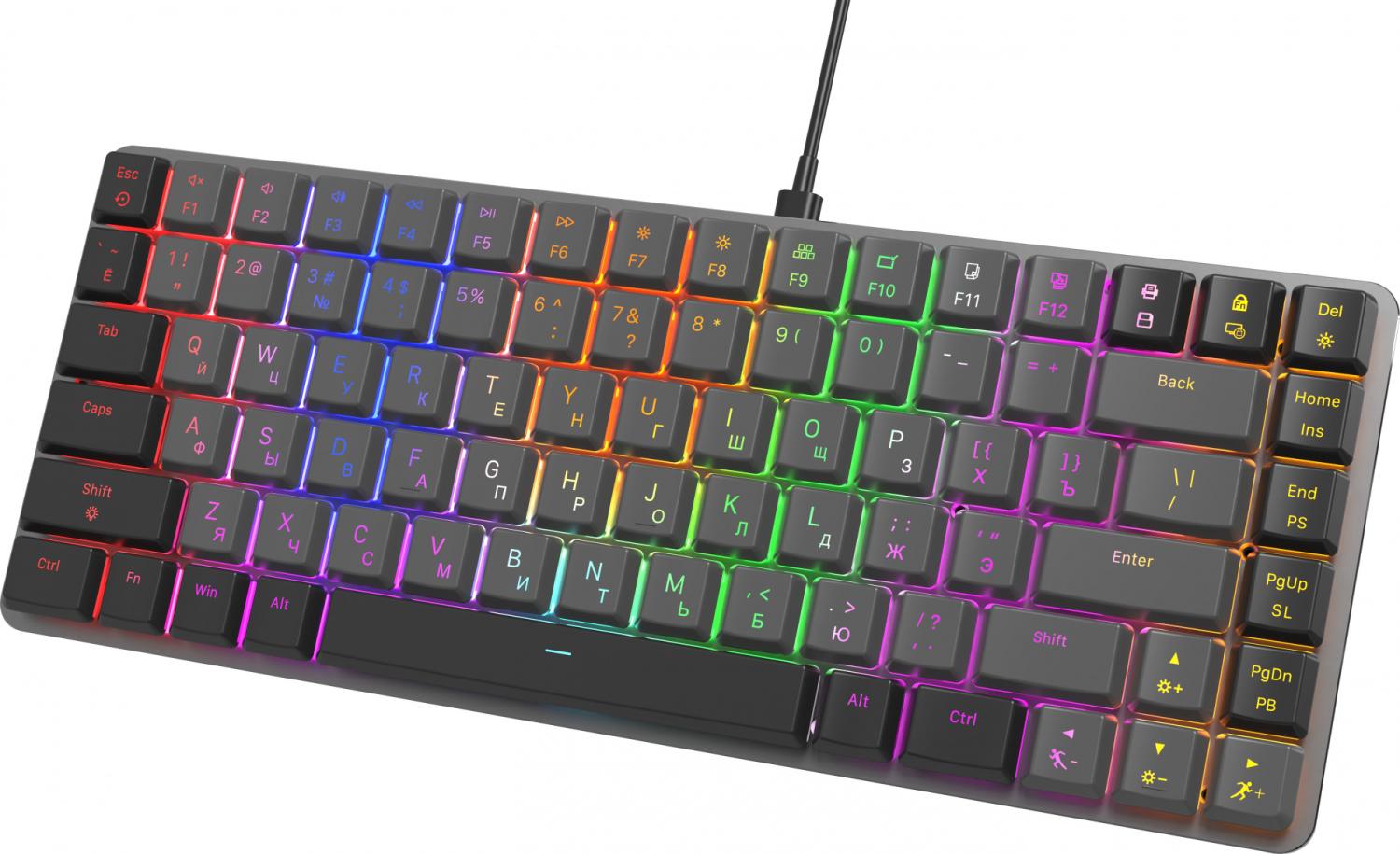 Клавиатура Оклик K615X механическая серый/серебристый USB slim Multimedia for gamer LED (1934413) кабель 1.5м