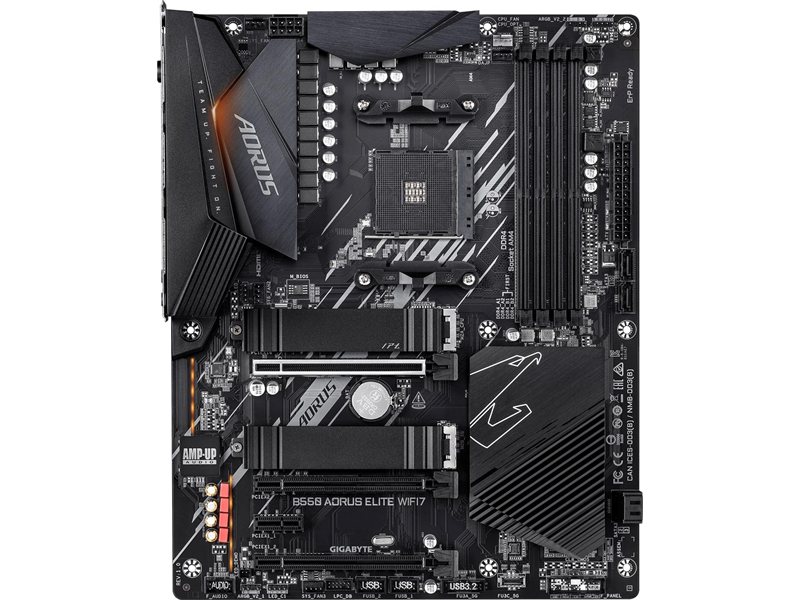 Материнская плата Gigabyte B550 AORUS ELITE WIFI7 Soc-AM4 AMD B550 4xDDR4 ATX AC`97 8ch(7.1) 2.5Gg RAID+HDMI+DP
