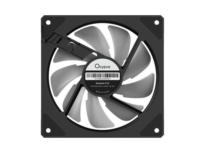 Кулер для корпуса/ Case Cooler Ocypus Gamma F12 BK ARGB REVERSE BLADE (120x120x25mm, 4-pin PWM, ARGB, 50CFM, 31dBA, 1600RPM, Black)