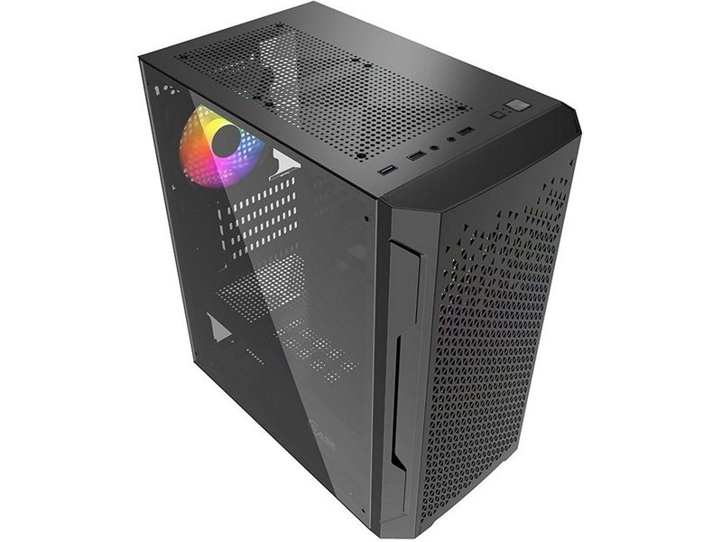 Корпус Powercase Корпус Powercase Mistral Micro Z3B Mesh LED, Tempered Glass, 2x 140mm + 1х 120mm 5-color fan, чёрный, mATX (CMIMZB-L3) (202599)