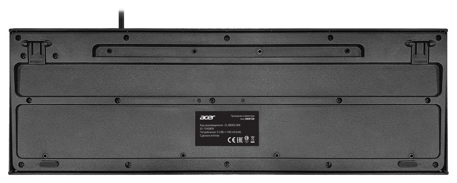 Клавиатура Acer OKW120 черный USB Multimedia (ZL.KBDEE.006) кабель 1.8м