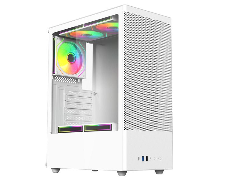 Корпус для ПК ACD Citadel 108W ATX, Type-C + 2XUSB ports + HD audio combo, Mesh, TG, White.