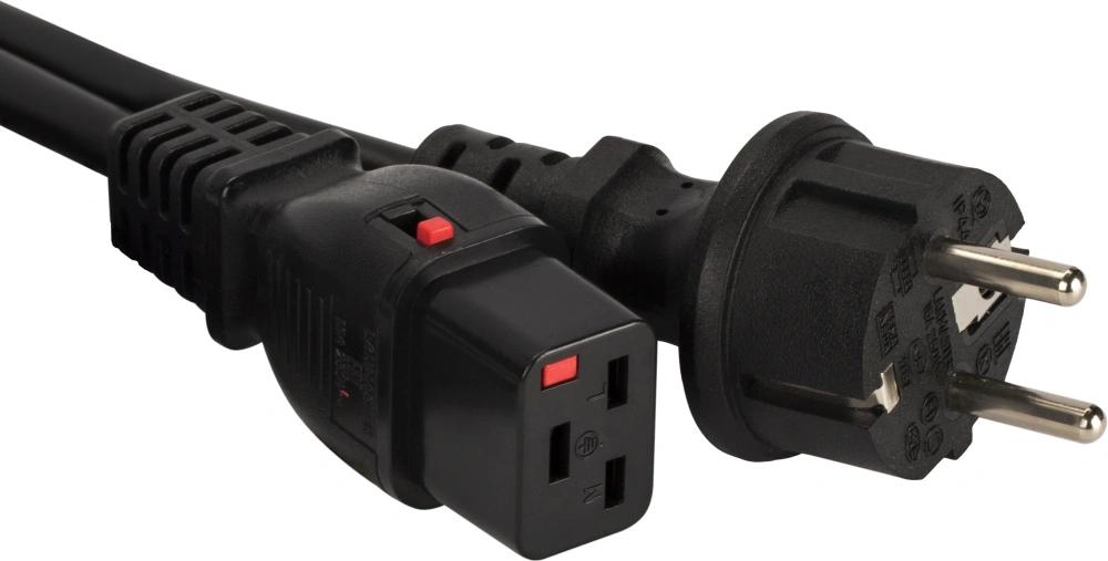 Шнур питания Lanmaster LAN-PP19L/SH-3.0-BK C19-Schuko проводник.:3x1.5мм2 3м 220В 16А черный