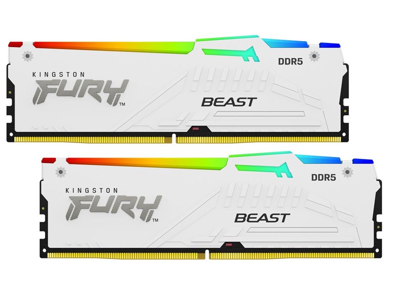 Память оперативная/ Kingston 64GB 5600MT/s DDR5 CL36 DIMM (Kit of 2) FURY Beast White RGB EXPO