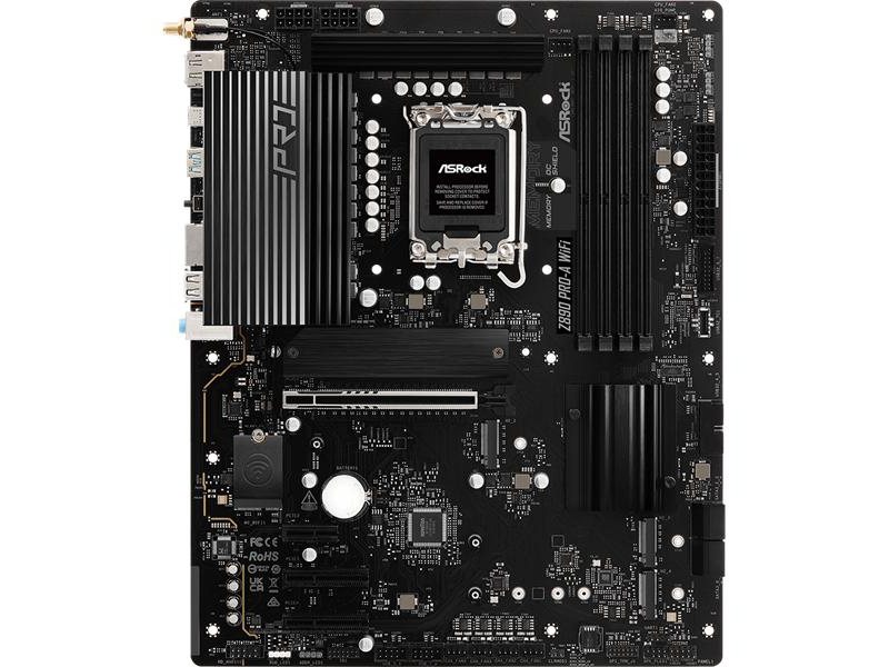 Материнская плата ASROCK Z890 PRO-A WIFI, LGA1851, Z890, 4*DDR5, 4*SATA, 4*M.2, 4*USB 3.2, 4*USB 2.0, Type-C, 1*PCIx16, 2*PCIx4, 1*M.2 (Key E), HDMI+DP, ATX