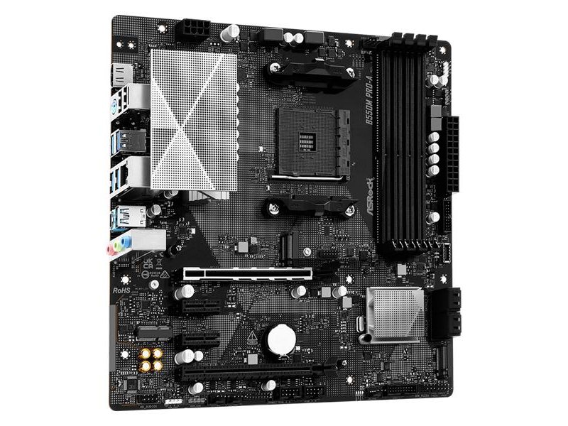 Материнская плата ASROCK B550M PRO-A, AM4, B550, 4*DDR4, 4*SATA, 2*M.2, 5*USB 3.2, 2*USB 2.0, Type-C, 6*PCIx16, 1*PCIx1, 1xM.2 (Key E), HDMI, mATX