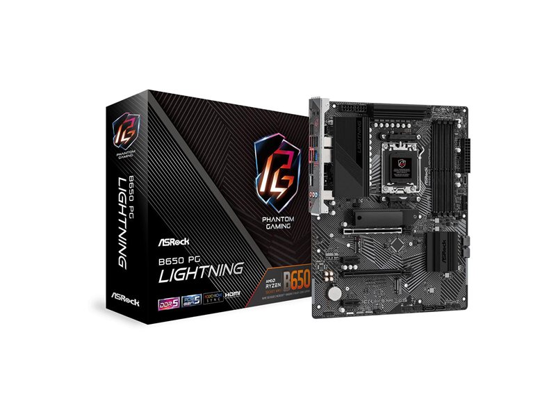 Материнская плата Asrock B650M PG LIGHTNING Socket AM5 AMD B650 4xDDR5 mATX AC`97 8ch(7.1) 2.5Gg RAID+HDMI+DP