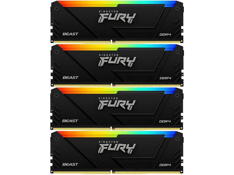 Память DDR4 4x8GB 3200MHz Kingston KF432C16BB2AK4/32 Fury Beast RGB RTL Gaming PC4-25600 CL16 DIMM 288-pin 1.35В dual rank с радиатором Ret