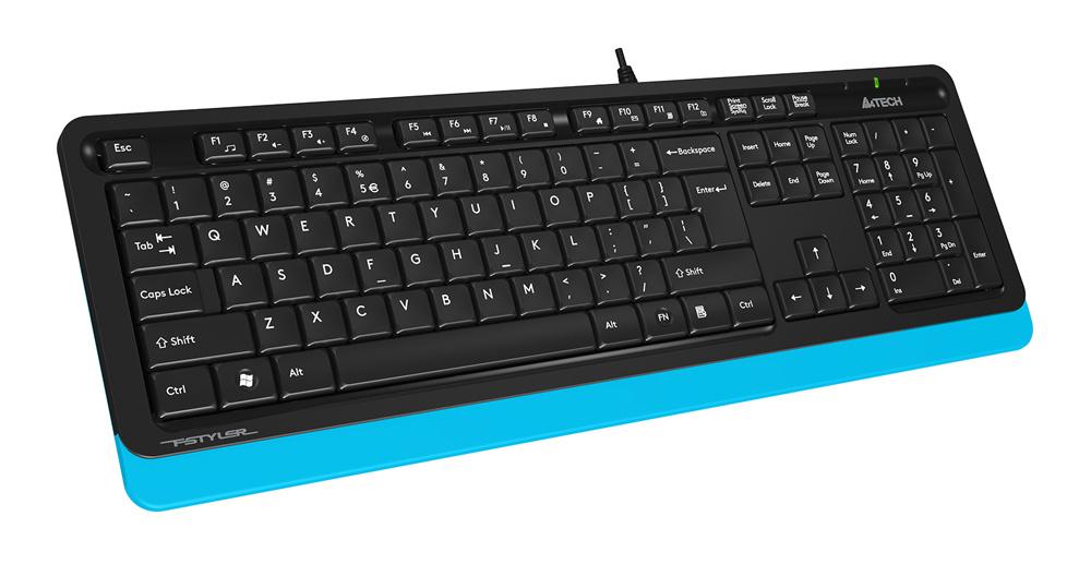 Клавиатура A4Tech FK10 черный/синий USB (FK10 BLUE) кабель 1.5м