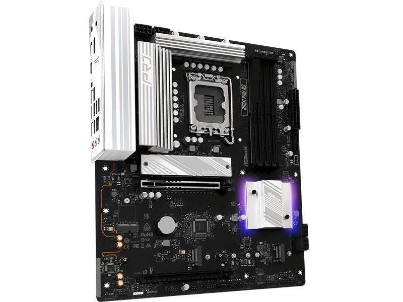 Материнская плата ASROCK B860 PRO RS, LGA1851, B860, 4*DDR5, 4*SATA, 4*M.2, 6*USB 3.2, 2*USB 2.0, Type-C, 2*PCIx16, 1*M.2 (Key E), HDMI+DP, ATX
