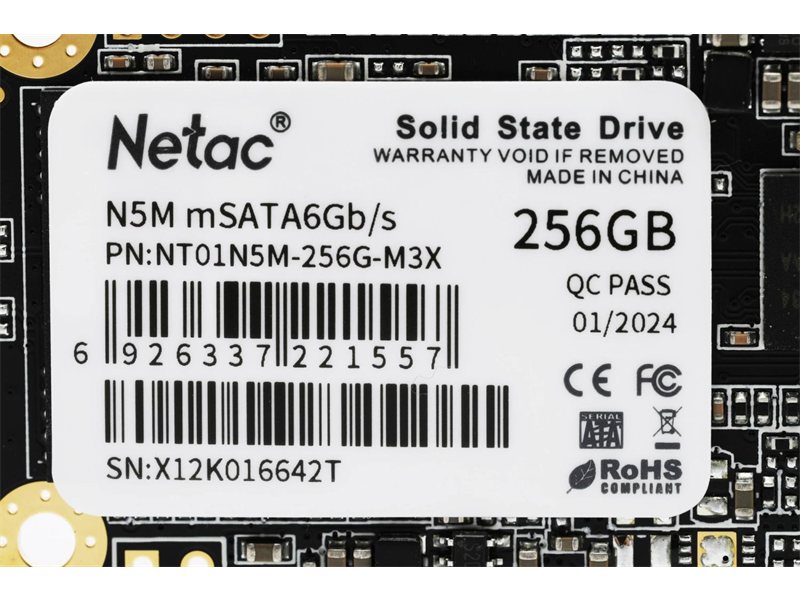 Накопитель SSD Netac SATA-III 256GB NT01N5M-256G-M3X N5M mSATA