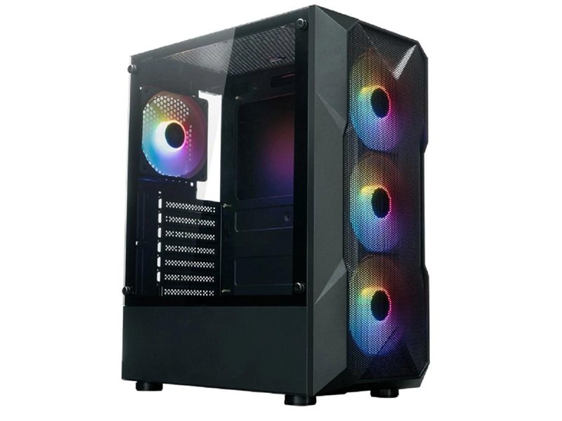 XASTRA Корпус A304 4FRGB Black ATX/Mesh/half-size TG/4x120mm FRGB FC fans/ A304-4FC12F