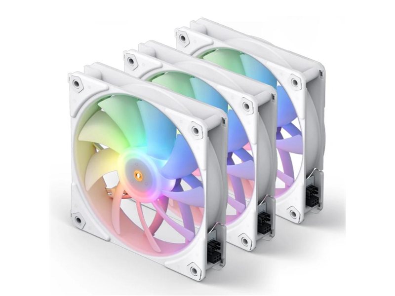 Кулер для корпуса/ Case Cooler JONSBO ZF-120W (120x120x25mm, 4-pin PWM, ARGB, 61.0CFM, 28.9dBA, 1500RPM, White, 3pcs)