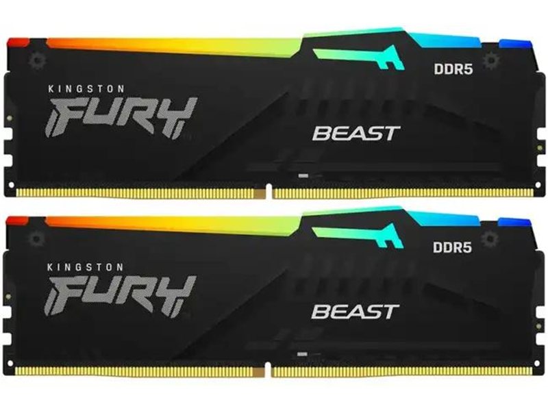 Оперативная память Kingston 32GB 6000MT/s DDR5 CL30 DIMM (Kit 2*16Gb) FURY Beast RGB EXPO