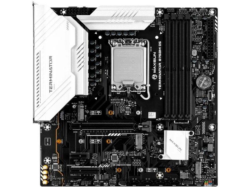 Материнская плата MAXSUN MS-Terminator B760M D5 V2, LGA1700, B760, 4*DDR5, 4*SATA3, 3*M.2, 2*USB 3.2, 3*USB 2.0, 1*PCIEx16, 1*PCIEx4, 1*PCIEx1, DP+HDMI, mATX