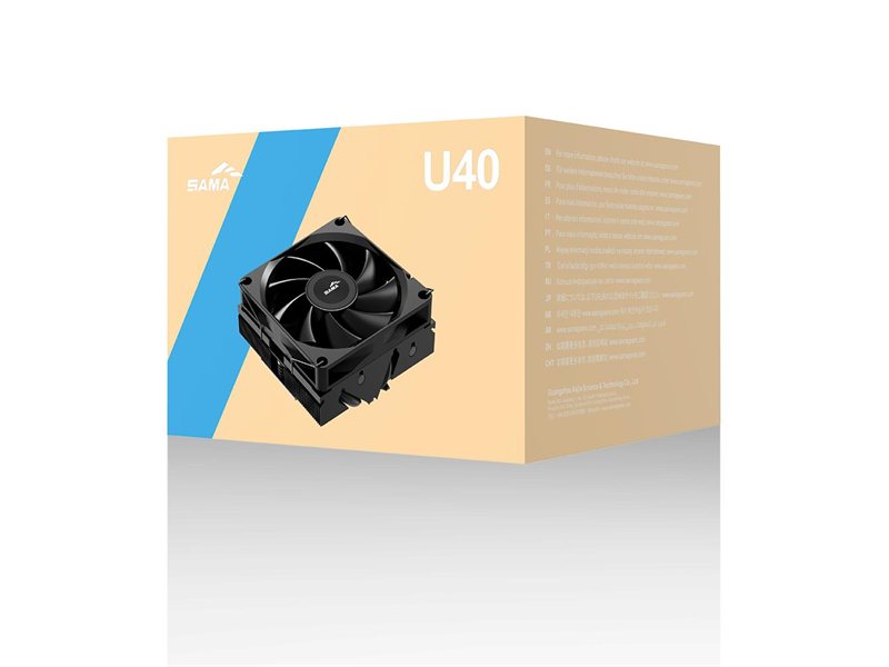 Кулер для процессора/ CPU Cooler SAMA U40 (130W, 4-pin PWM, 47mm, 4x6mm, 1x90mm, 38.18CFM, 34dBA, 2800RPM, S: 1851/1700/1200/115X, AM5/AM4, black)