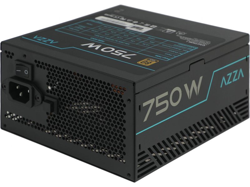 Блок питания Azza ATX 750W PSAZ-750G 80+ gold (20+4pin) APFC 120mm fan 6xSATA Cab Manag RTL