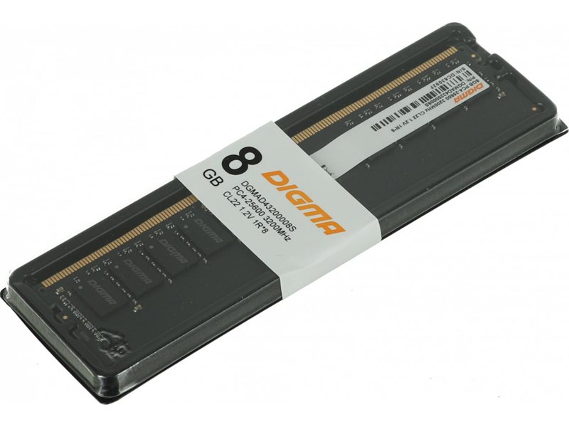 Память DDR4 8GB 3200MHz Digma DGMAD43200008S RTL PC4-25600 CL22 DIMM UDIMM 288-pin 1.2В single rank Ret