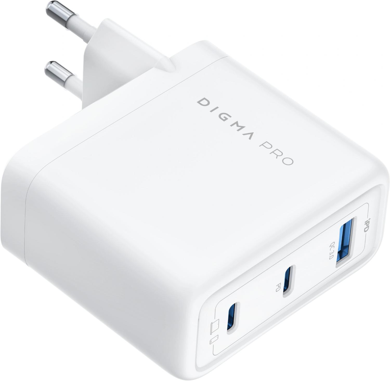 Сетевое зар./устр. Digma Pro DPW10C 100W 5A (PD+QC) 2хUSB-C/USB-A универсальное белый (DPW1С0G012WH)