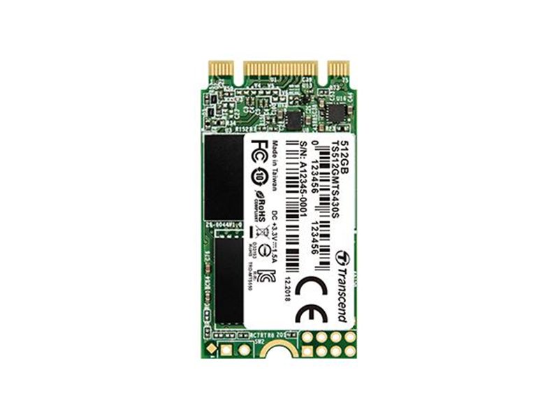 Твердотельный диск 512GB Transcend MTS430, M.2 2242, SATA, 3D TLC, with DRAM [R/W - 560/500 MB/s]
