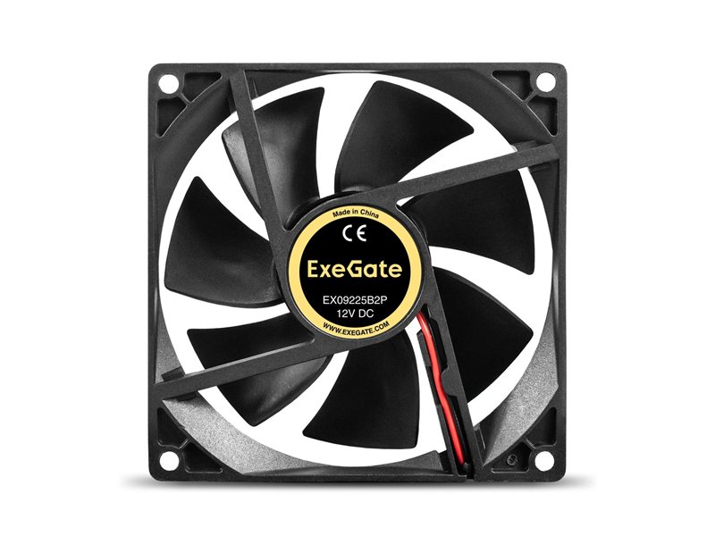 Exegate EX295241RUS Вентилятор 12В DC ExeGate EX09225B2P (92x92x25 мм, 2-Ball (двойной шарикоподшипник), 2pin, 2150RPM, 27dBA)