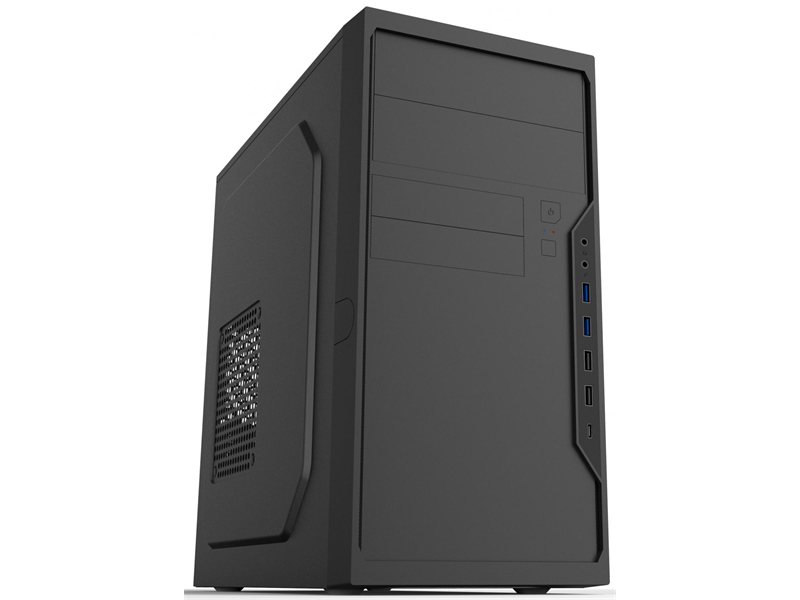 Корпус с блоком питания 450Вт./ Foxline FL-733R-FZ450R-U32C-PH mATX case, black, w/PSU 450W 12cm, w/2xUSB2.0, w/2xUSB3.0, w/1xType-C (USB2.0), w/2xcombo audio, w/pwr cord, w/o FAN