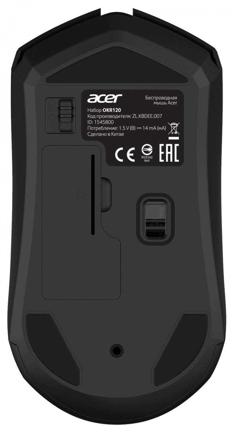 Клавиатура + мышь Acer OKR120 клав:черный мышь:черный USB беспроводная Multimedia (ZL.KBDEE.007)