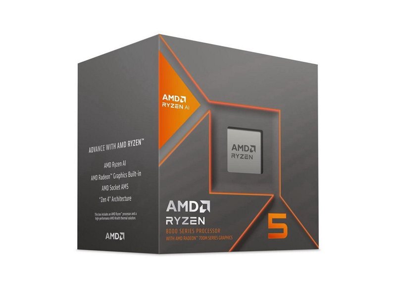 Центральный Процессор AMD RYZEN 5 8500G BOX (Phoenix, 4nm, C6/T12, Base 3,50GHz, Turbo 5,00GHz, RDNA 3.0 Graphics, L3 16Mb, TDP 65W, SAM5)