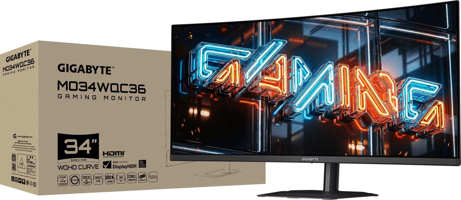 Монитор Gigabyte 34" MO34WQC36 черный OLED LED 21:9 HDMI M/M матовая HAS Piv 300cd 178гр/178гр 3440x1440 360Hz DP UW USB 8.89кг
