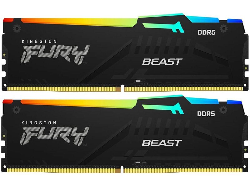 Память оперативная/ Kingston 16GB 5600MT/s DDR5 CL36 DIMM (Kit of 2) FURY Beast RGB EXPO