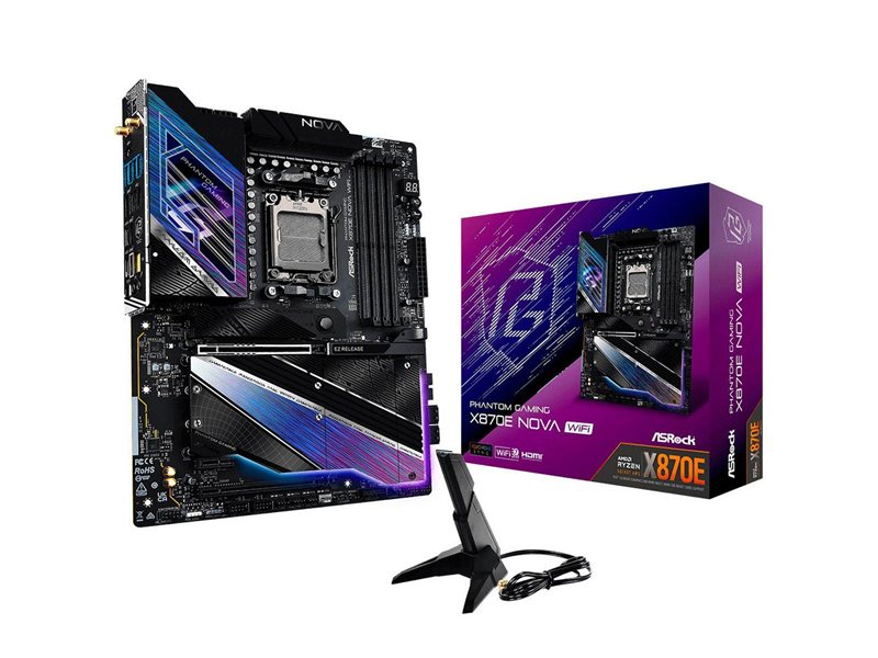 Материнская плата Asrock X870E NOVA WIFI Socket AM5 AMD X870E 4xDDR5 ATX AC`97 8ch(7.1) 5Gigabit RAID+HDMI