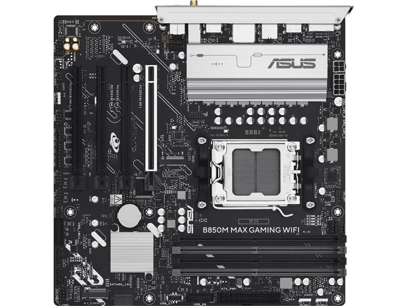 Материнская плата ASUS B850M MAX GAMING WIFI, AM5, B850, 4*DDR5,  4*SATA, 3*M.2, 5*USB 3.2, 2*USB 2.0, Type-C, 5*PCIx16, DP+HDMI, mATX; 90MB1LL0-M0EAY0