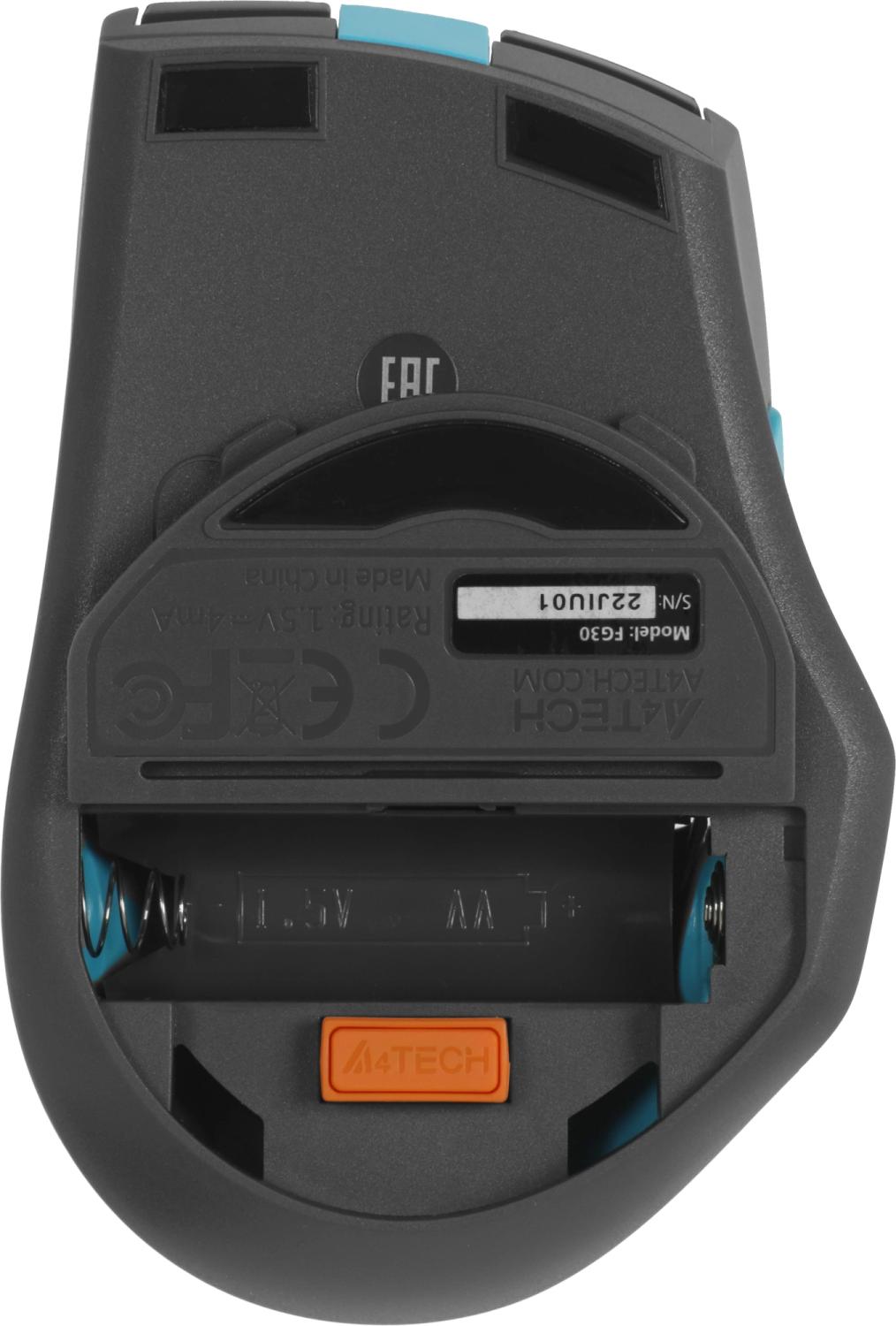 Мышь A4Tech Fstyler FG30 серый/синий оптическая 2000dpi беспров. USB 6but (FG30 BLUE)