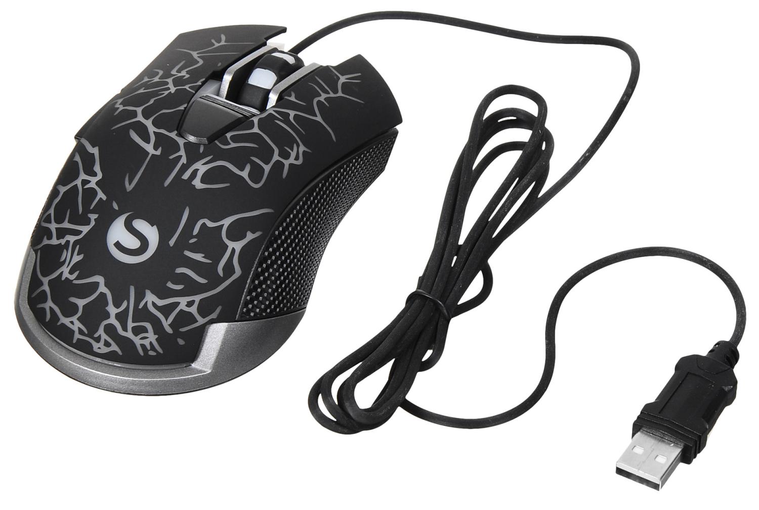 Мышь SunWind SW-M705G черный оптическая 3600dpi USB для ноутбука 6but (1422391)