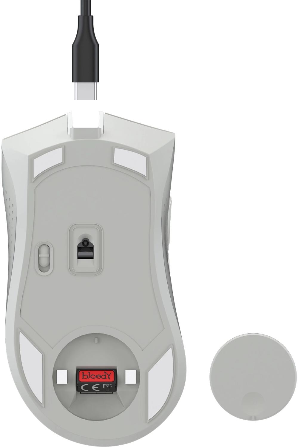 Мышь A4Tech Bloody R90 Plus белый оптическая 5000dpi беспров. USB 7but (R90 PLUS GREUISH WHITE)