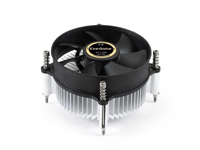 Exegate EX286138RUS Кулер ExeGate EK-11508 (Al, LGA1150/1151/1155/1156/1200, TDP 75W, Fan 90mm, 2200RPM, Hydro bearing, 3pin, 22db, 285г, с термопастой, на винтах, Retail color box)