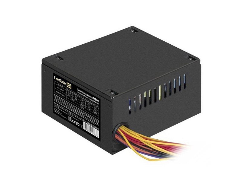 Блок питания 800W ExeGate M800 (SFX, APFC, КПД 87% (80 PLUS Silver), 8cm fan, 24pin, (4+4)pin, 2xPCI-E, 3xSATA, 2xIDE, black)