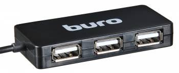 Разветвитель USB 2.0 Buro BU-HUB4-U2.0-Slim 4порт. черный