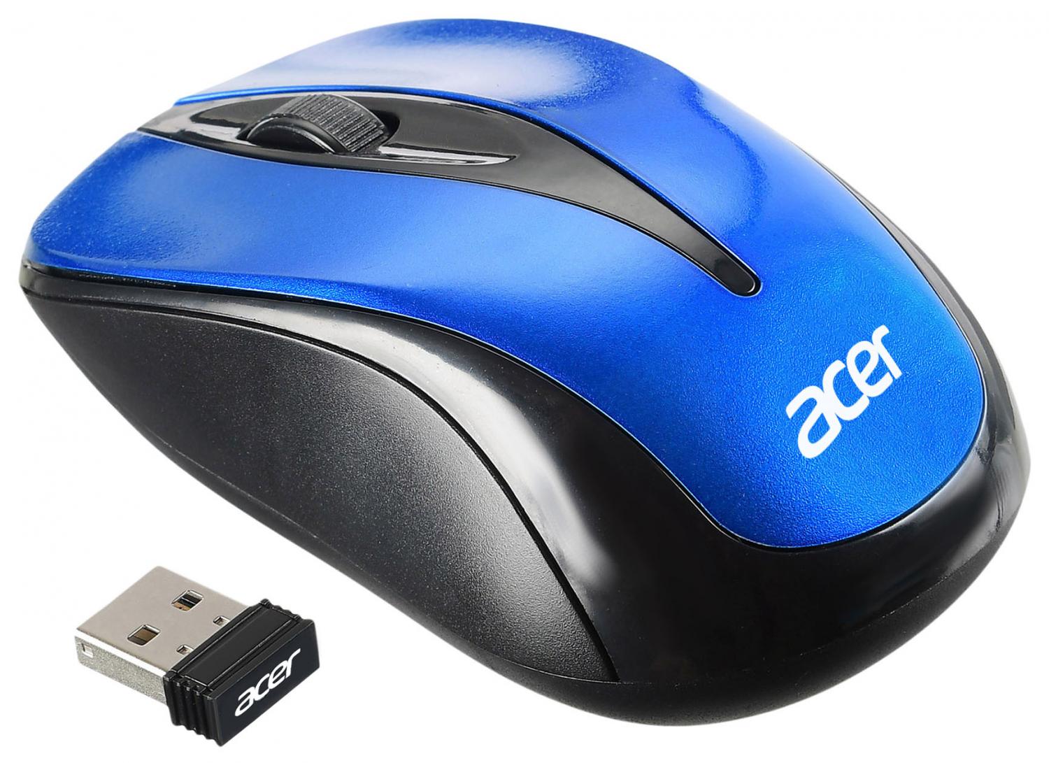 Мышь Acer OMR132 синий/черный оптическая 1000dpi беспров. USB для ноутбука 3but (ZL.MCEEE.01F)