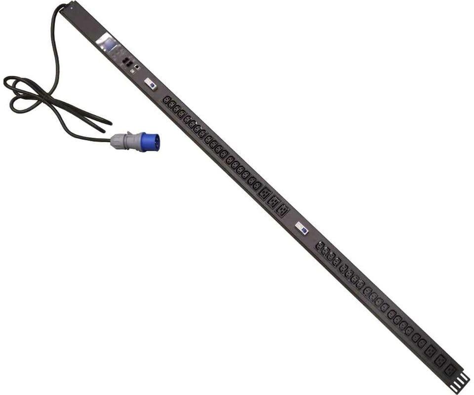 Блок распределения питания Lanmaster TWT-PDVMT1-6X36-32A верт.размещ. 6xC19 36xC13 с мониторингом 32A IEC 309 3м
