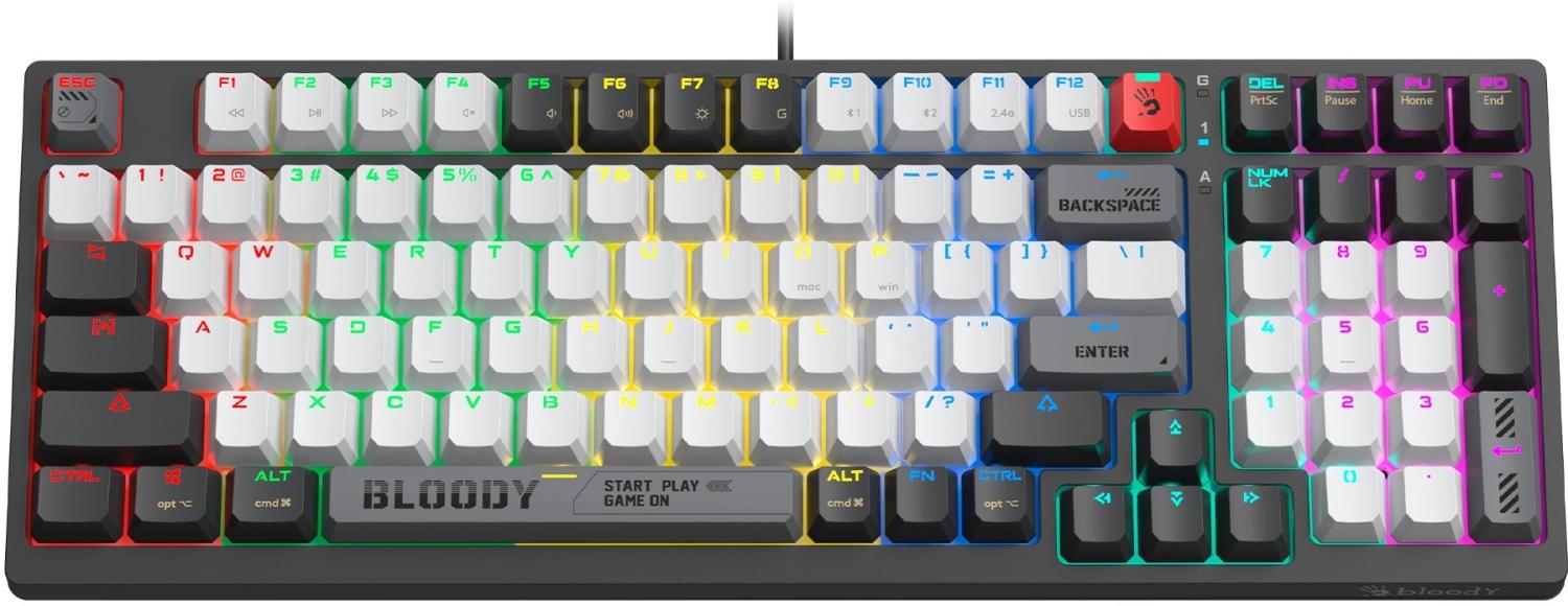 Клавиатура A4Tech WS98 механическая черный/серый USB беспроводная BT/Radio for gamer LED